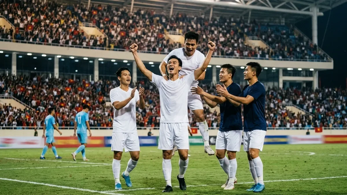 Cầu thủ Real Madrid ăn mừng bàn thắng ngày ra quân La Liga